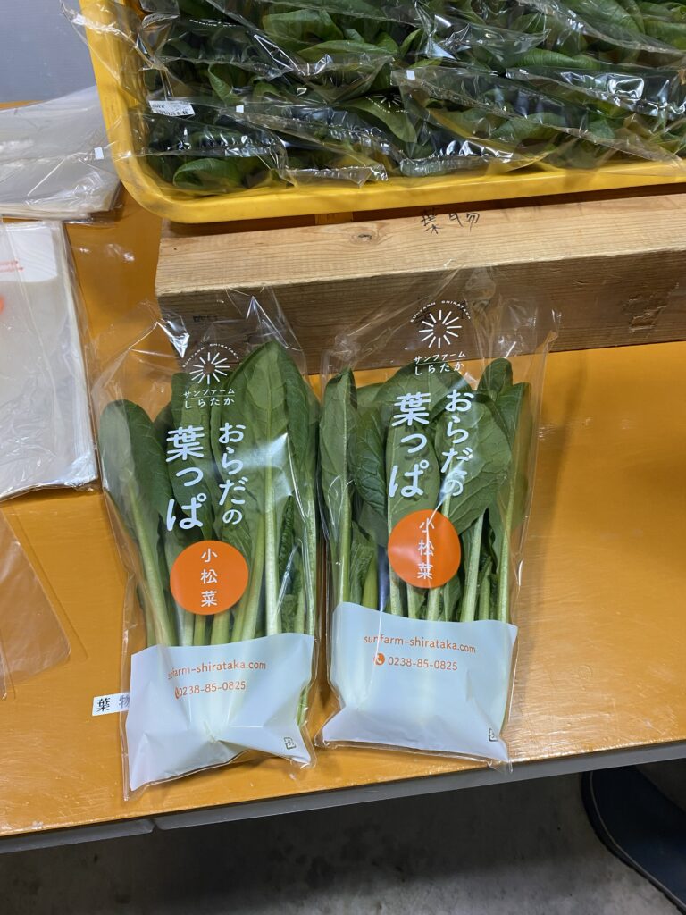 冬の葉物 自社オリジナルパッケージ(社員がデザインから作成)